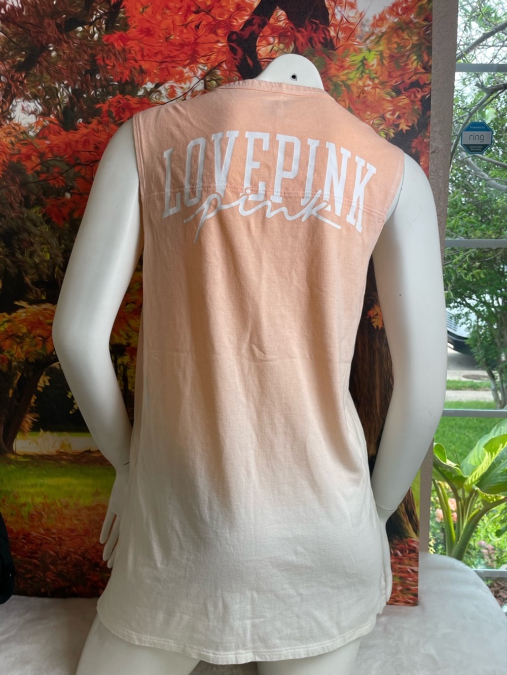 PINK Victoria's Secret Peach Ombre "LOVE PINK" Sleeveless Tee